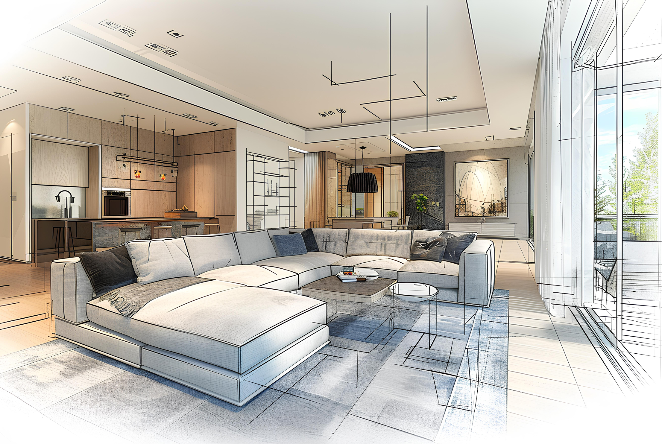 drawing-living-room-with-couch 1